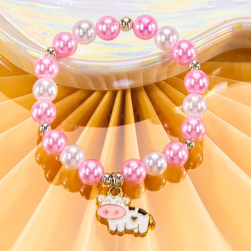 Cute Cartoon Women Bracelet, Beaded Design with Alloy Unicorn, Mermaid and Shell Charm, High Texture Daily Hand Ornaments
