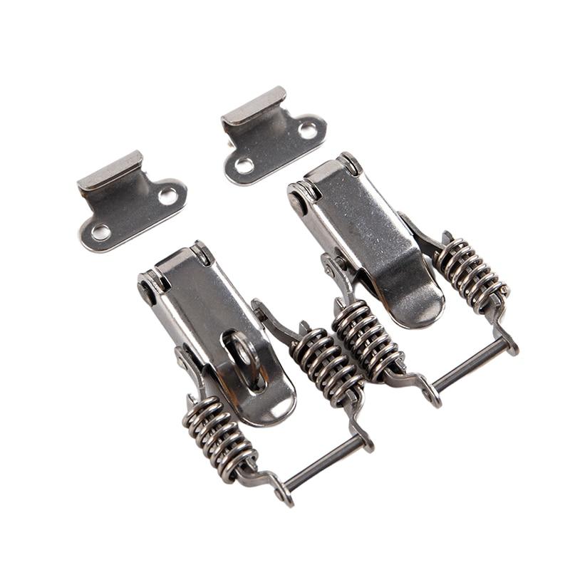 Silver Stainless Steel 304 Toolbox Locking Latch Hasps Metal Toggle Catch Clasp Box Loaded Hinges Furniture Hardware Accessories