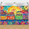 Colorful Peace Love Retro Hippie Bus Dyed Backdrop Kids Birthday Party Decorations Bohemian Style Guitar Floral Photography Prop