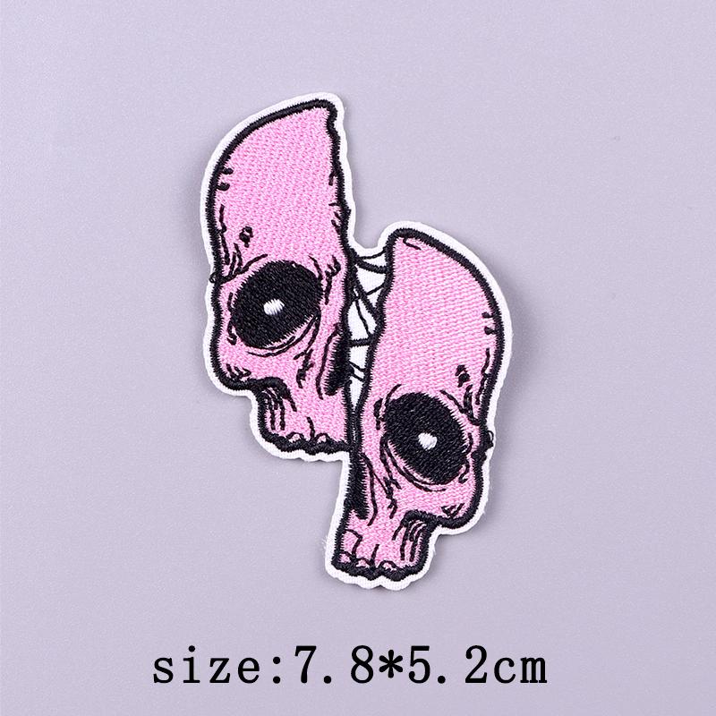 Punk Skull Embroidery Patch Iron On Patches For Clothing Hip Hop Embroidered Patches On Clothes Fusible Patch For Clothes Badges