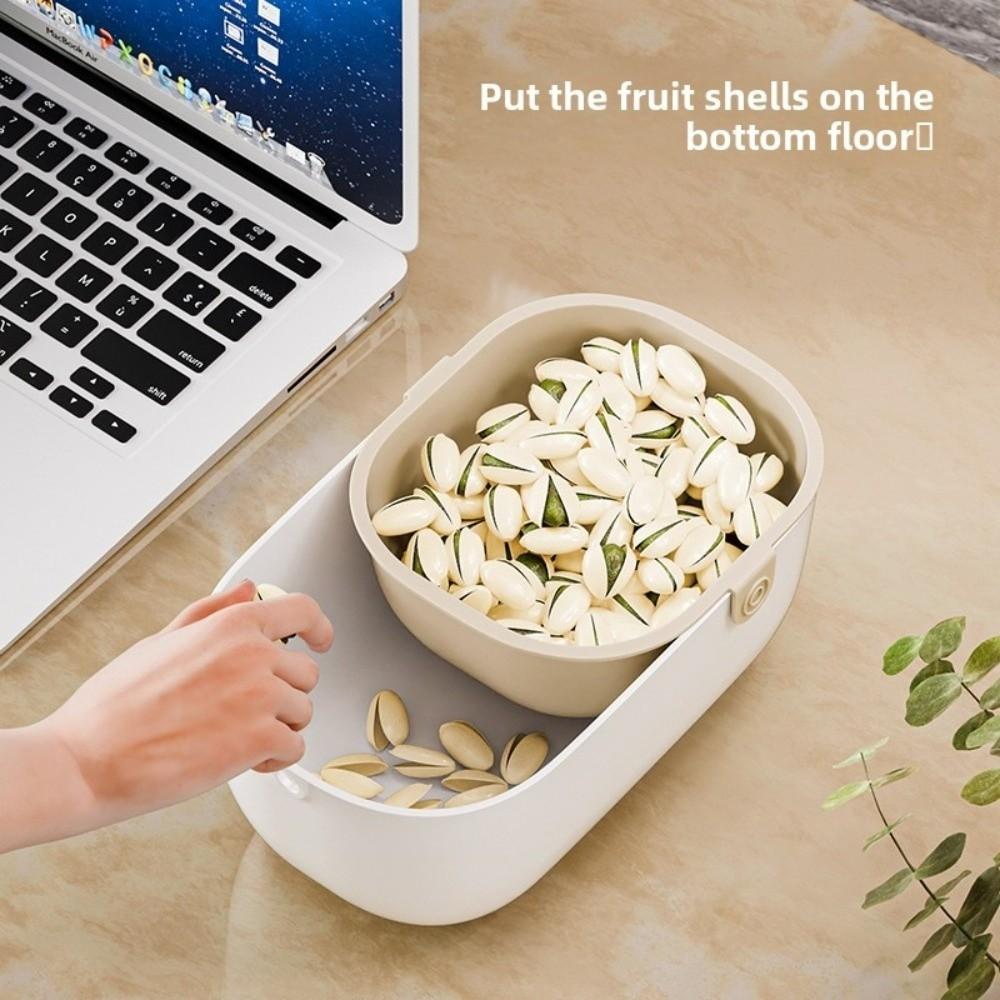 Double Layer Fruit Drain Basket Large Capacity Household Dried Fruit Container with Drain Tray Multifunctional Fruit Box
