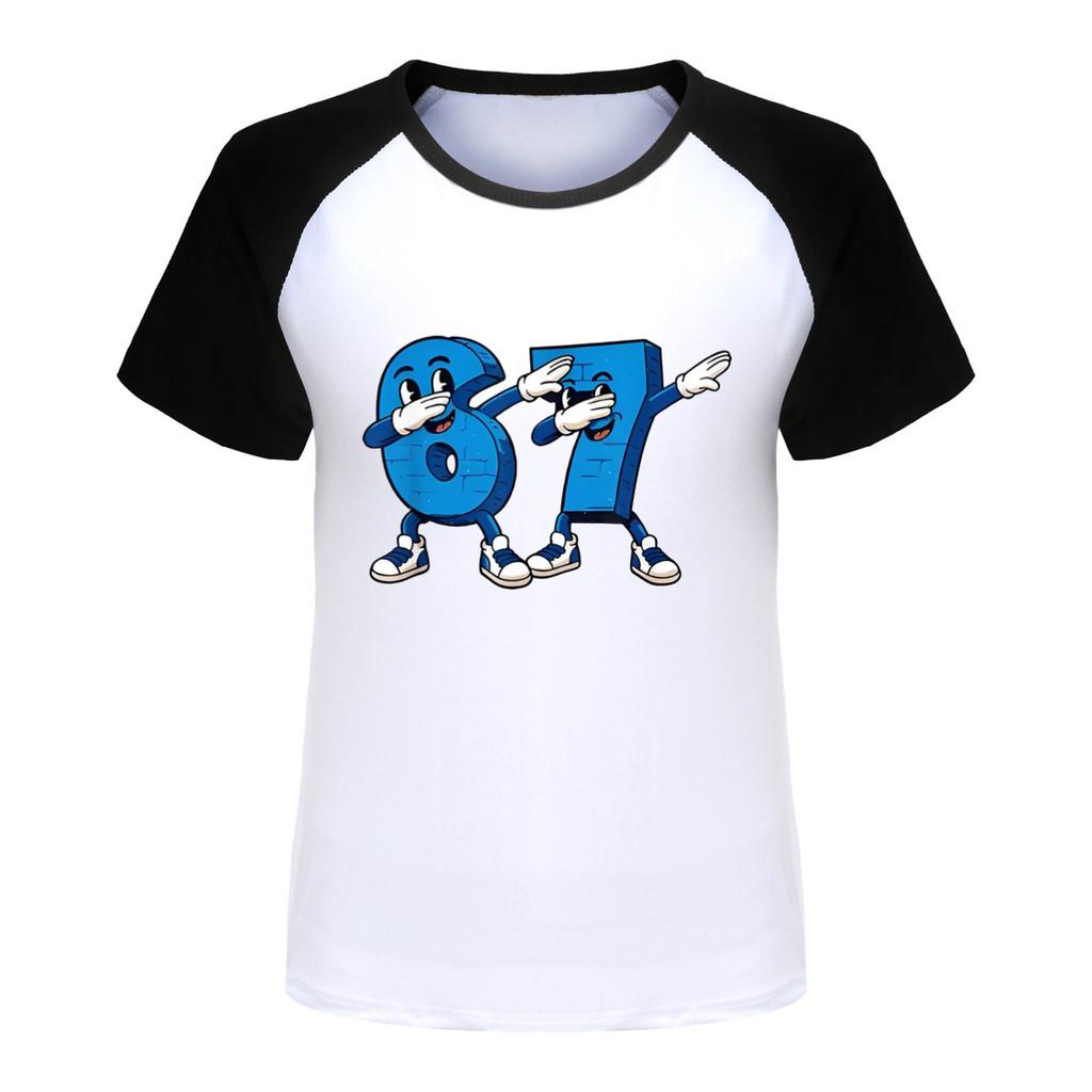 5226 Dětské Chlapecké Dívčí Ukrást Mozkovou Hnilobu 67 Šest Sedm Potisk Raglánové Krátké Rukávy Tričko