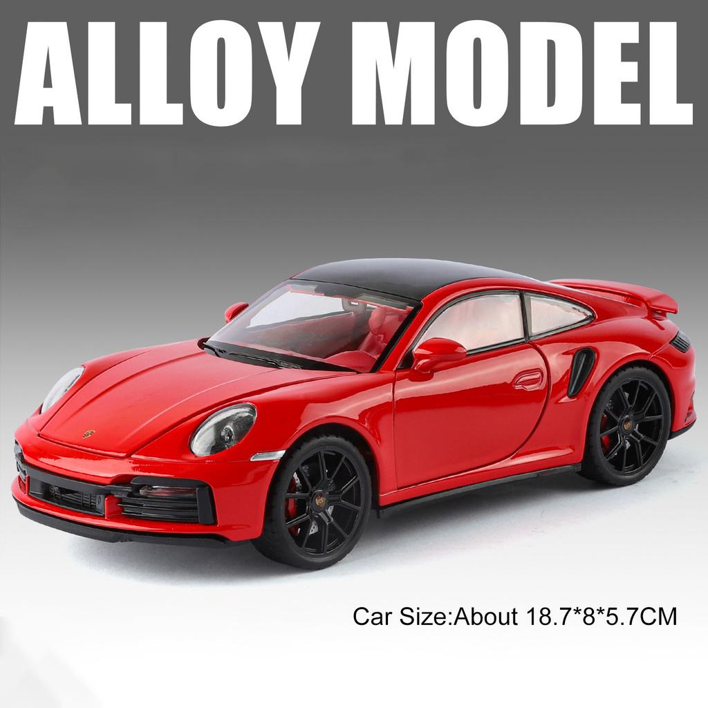 Scale 1:24 911 GT3 RS Car Model Toy Music Light Effects Supercars Four Wheel Suspension Vehicles Models Toys Kids Birthday Gifts