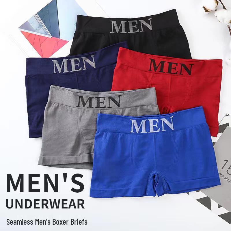 Men's Mid-Waist Plus Size Seamless Stretch Sport Boxer Briefs - Comfortable & Breathable