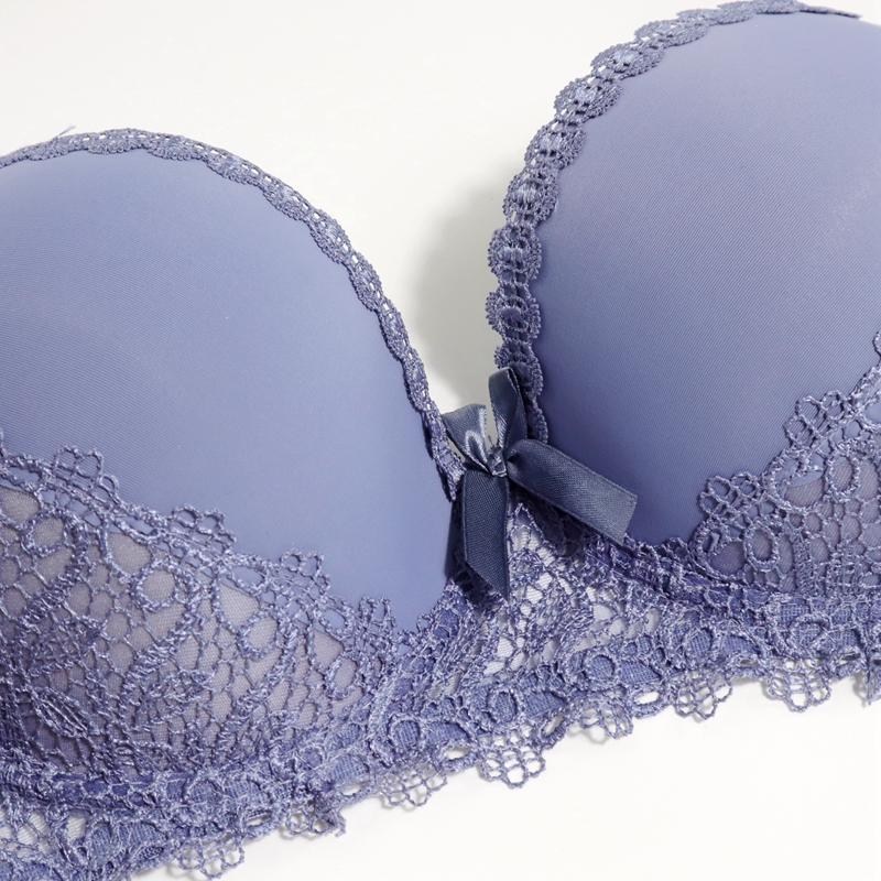 Damen Übergröße Dünner Geformter Cup Push-Up BH Sexy Schleife Spitze Büstenhalter Bequem mit Bügel-BHs-16006