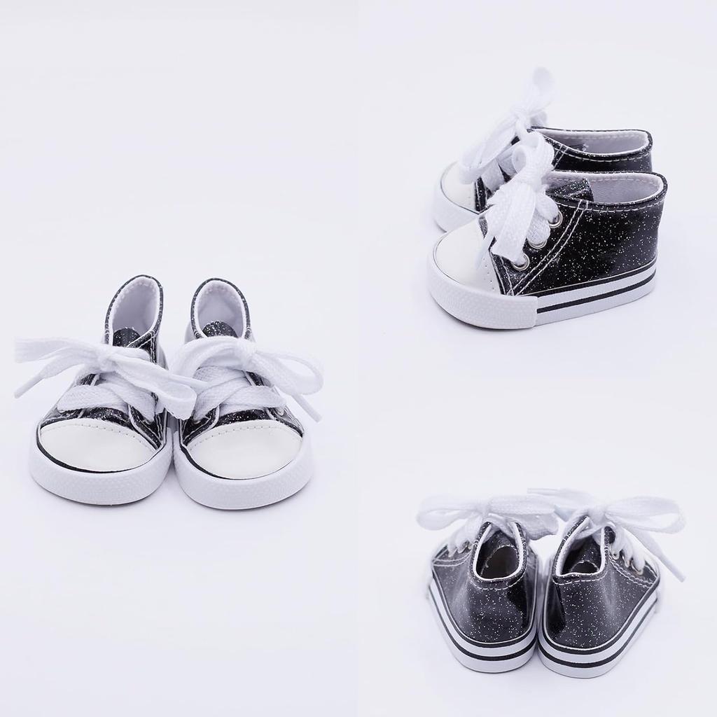 Etistta 6 Pairs of Glitter Canvas Doll Shoes for 18 inch Doll Shoes Baby Doll Shoes American Dolls Accessories