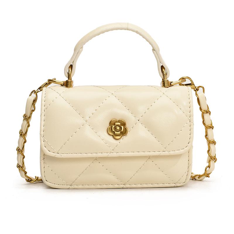 Cross-border Mini Square Kids' Handbag: Diamond Pattern, Embroidered, Versatile Crossbody and Coin Purse for Girls