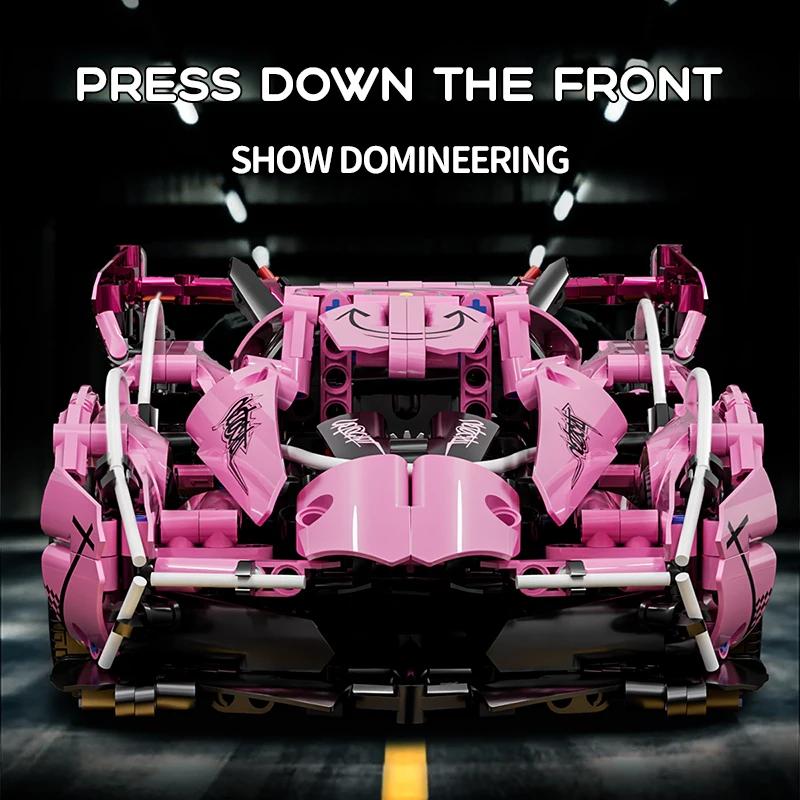 1:14  Technic V12 Pink Concept Super Race CarDesign Building Blocks Bricks Model Birthday Thanksgiving Gift for Girls Childrens