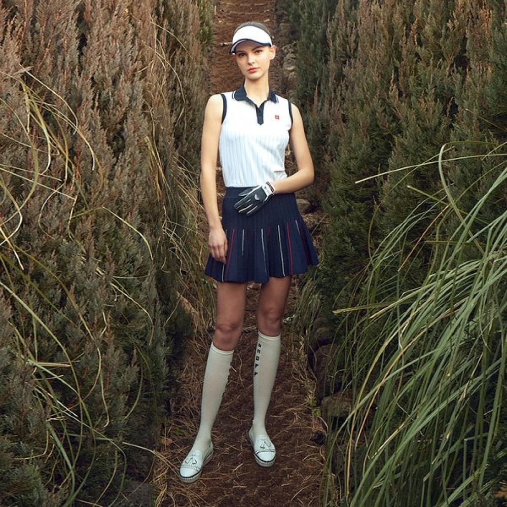 Onoff Women S Pleated Knit Skirt With Inner Navy Of4042la