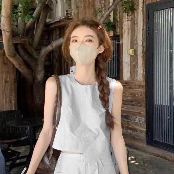 2026 Women's Casual Suit: Loose Vest Top & High-Waist Wide-Leg Shorts Two-Piece Set for Summer