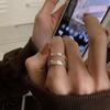 Exquisite Geometric Layered Design Ring In 925 Sterling Silver For Women Trendy