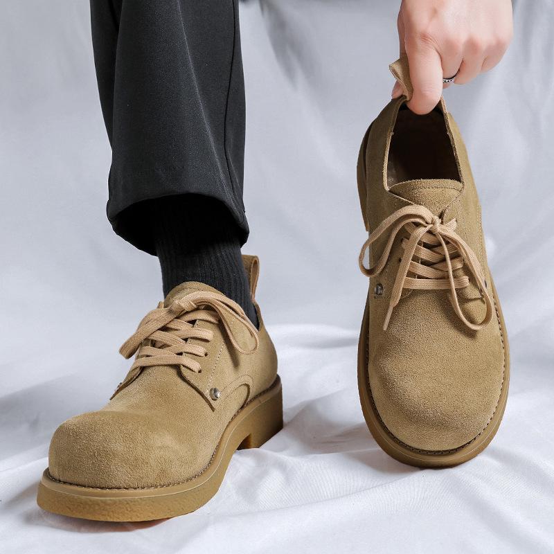 Autumn and winter leather shoes men's versatile Korean version of casual shoes trendy British tooling shoes big head suede men's shoes 24227-R