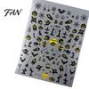 Halloween Theme Nail Decals Art Stickers, 5D Embossed Skull Pumpkin Ghost Parties Stickers Decals, Waterproof Self Adhesive Manicure Decoration