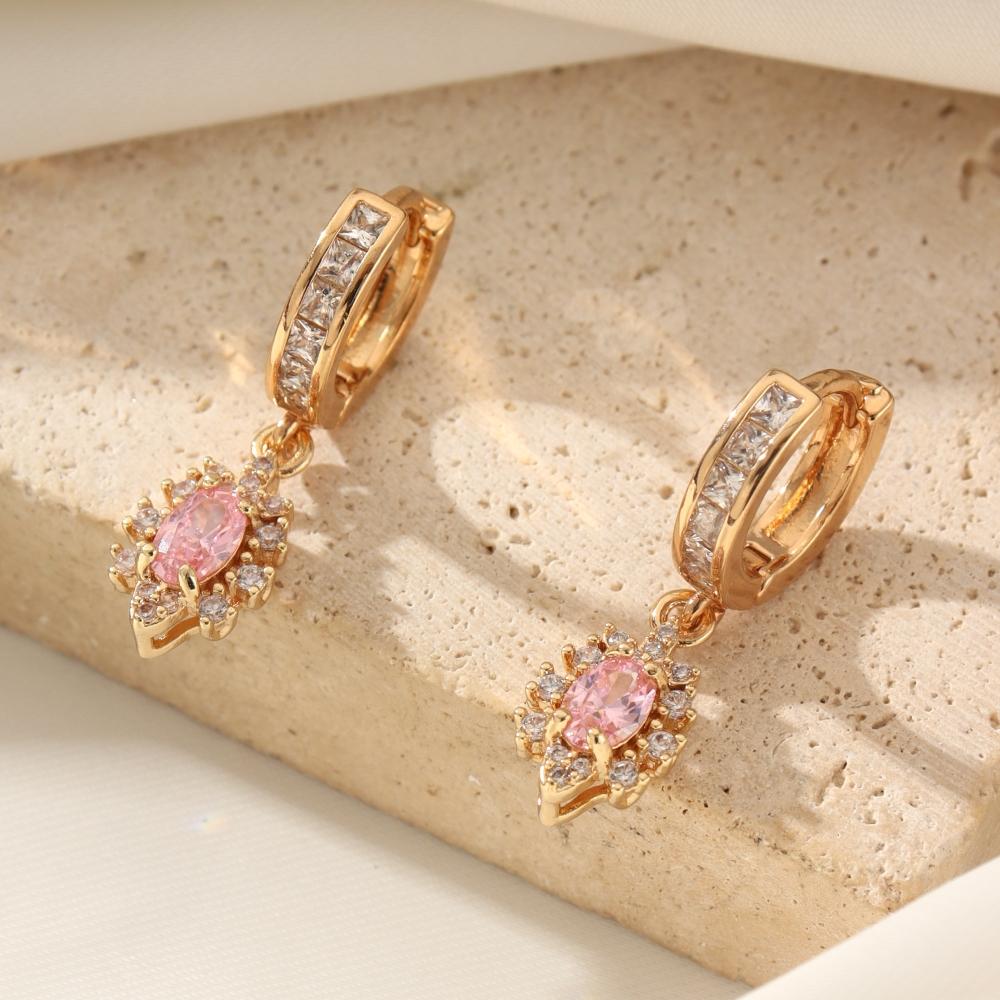 

1 пара модных висячих серег геометрической формы для женщин, украшения из кубического циркония, аксессуары для свадьбы и вечеринки розовый