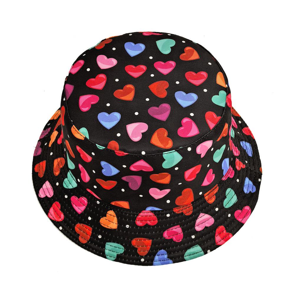 Heart Pattern Bucket Hat Women Men Summer Sunscreen Fisherman Hat Unisex Reversible Panama Fashion Decorate Valentine's Day Love