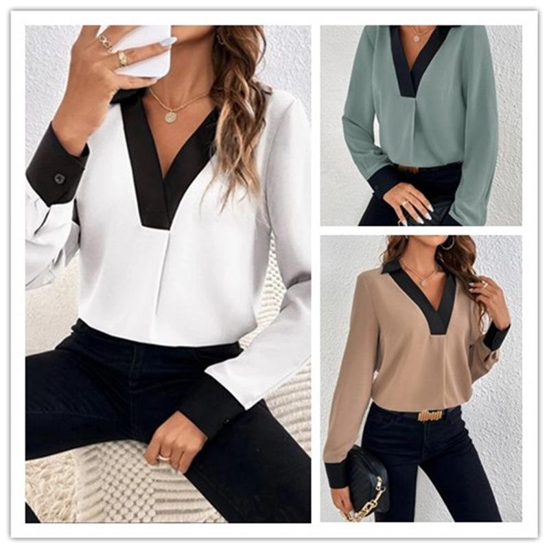 

Women s Long Sleeve Shirts Autumn Elegant Office Lady Blouse Tops XS білий