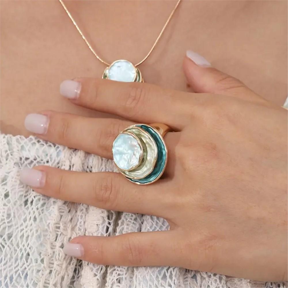 Vintage Bohemian Three-Layer Circular Elastic Ring for Women Cute and Elegant Rings Hoilday Party Gift for Ladyies Jewelry
