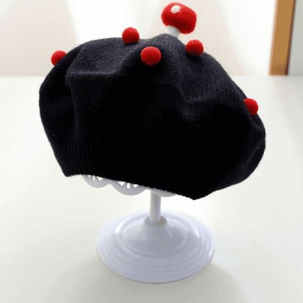Red Beige Black Knit Beret Hat Soft Kids Headwear New Kid Knitted Beret Kids Fashion
