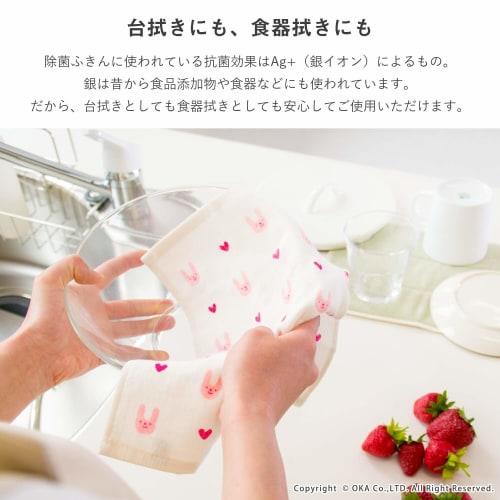 OKA Cute Odor-Free Kitchen Dish Cloth, Approx. 30cm X 30cm (Sterilizing, Antibacterial, Deodorizing, Silver Ion)