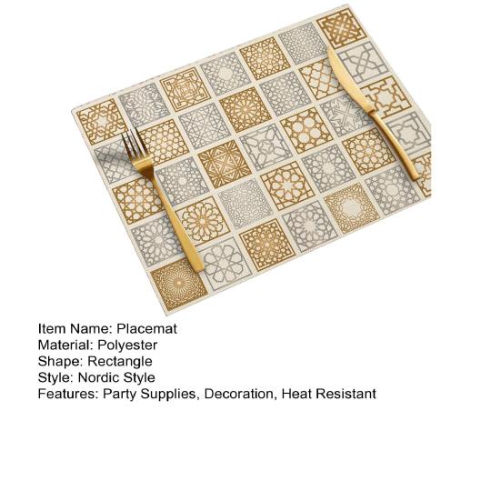 Ramadan Placemat Moon Heat Resistant Non-slip Star Lantern Mosque Table Mat Eid