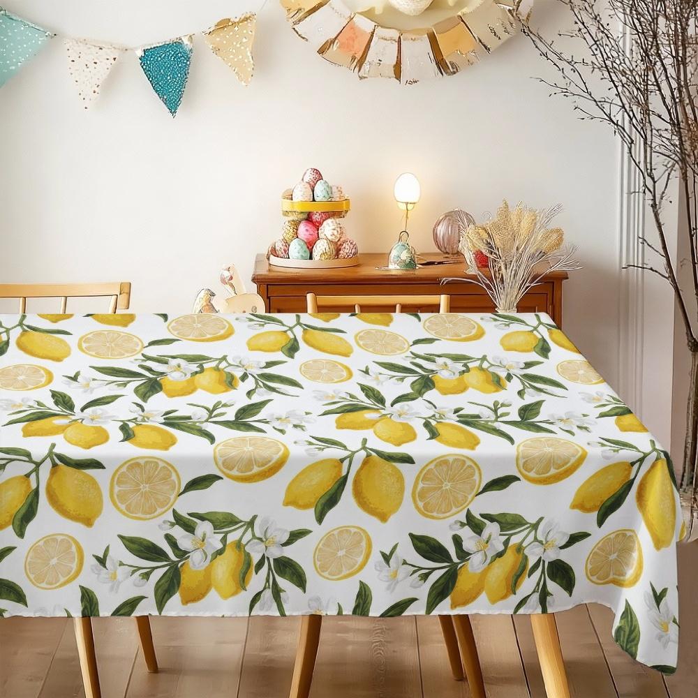 Lemon Print Rectangle Table Cloth for Table Decor Holiday Party Waterproof Reusable Tablecloth for Tables Kitchen Dining Patio