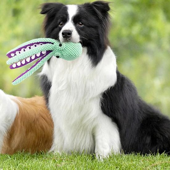Octopus Hondenspeeltje Piepend Pluche Huisdierenspeelgoed Zachte Gevulde Octopus Trekspeeltje voor Zware Kauwers Kleine Middelgrote Honden Verveling Angstverlichting