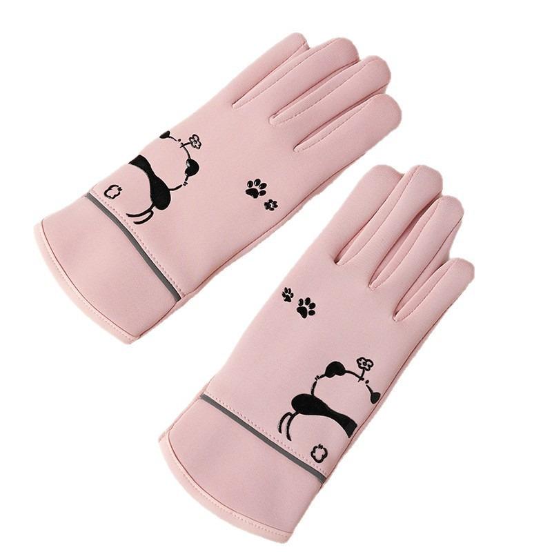 Austrian Velvet Children's Thermal Gloves Winter Panda Boys and Girls Fleece Anti-splashing, Windproof and Thickened Outdoor Play Snow Gloves