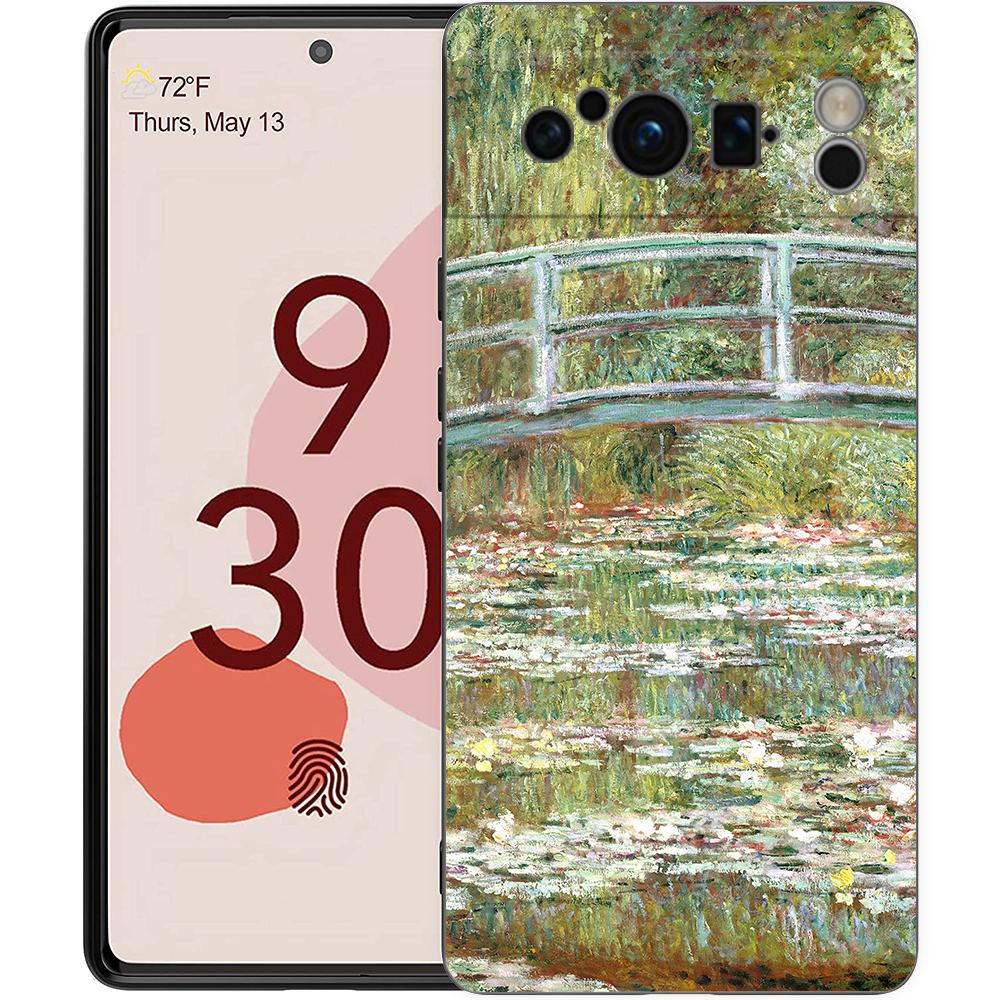 Claude Monet Impressionism Painter For Google Pixel 8 7 6 Pro 6A 5G Black Phone Case Soft Shockproof Back Cover TPU Shell Coque