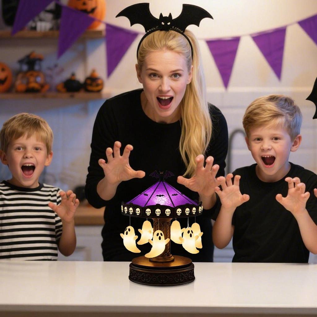 Light Up Ghost Spooky Carousel Ghost With Light For Table Scary Halloween Decoration Eerie Home Accents For Festival Outdoor