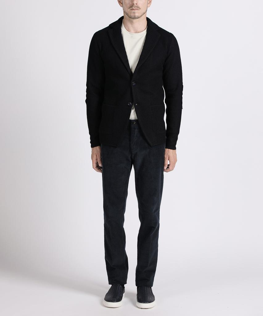 Panicale Navy Denim Patch Wool Knit Jacket