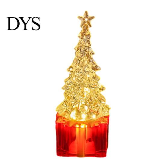 Christmas Party Atmosphere Decor Mini LED Light Up Faux Crystal Tree Figurine, Lighted Xmas Safe for Children Table Centerpiece with Gift Box