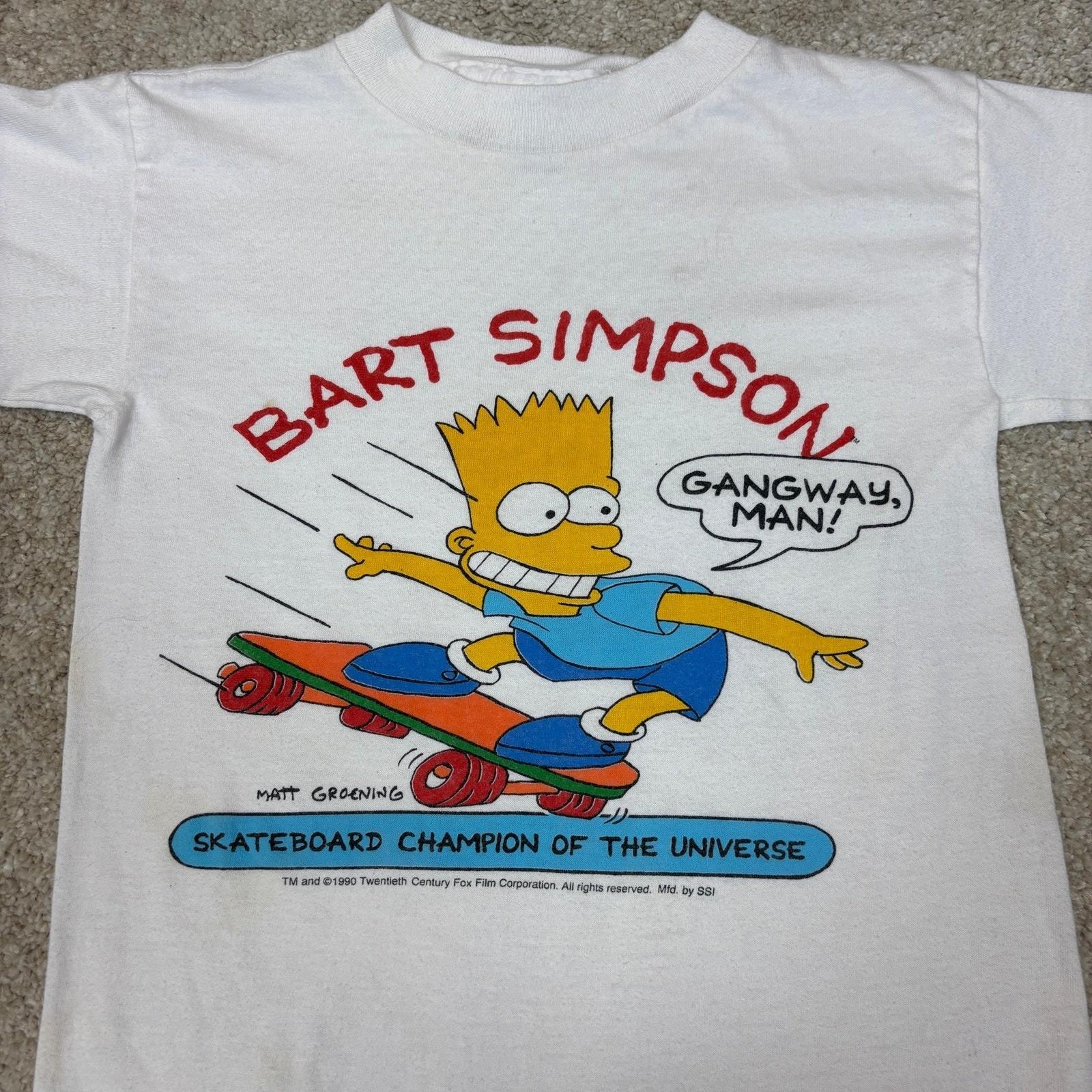 Retro Bart Simpson skateboard Unisex Tee Gift For Fan S-5XL XXXXL