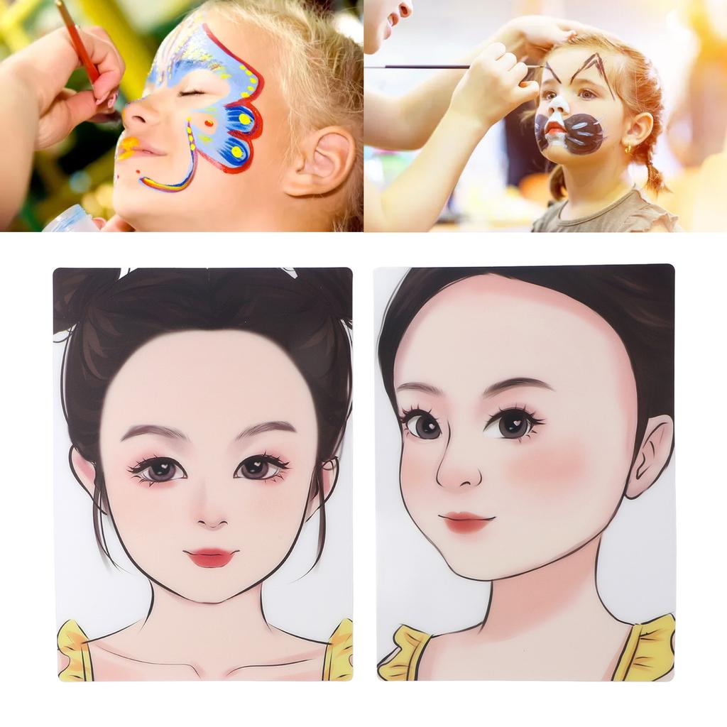 2pcs Child Face Painting Practice Boards Reusable Washable Painting Exercise Template Makeup Painting Tool