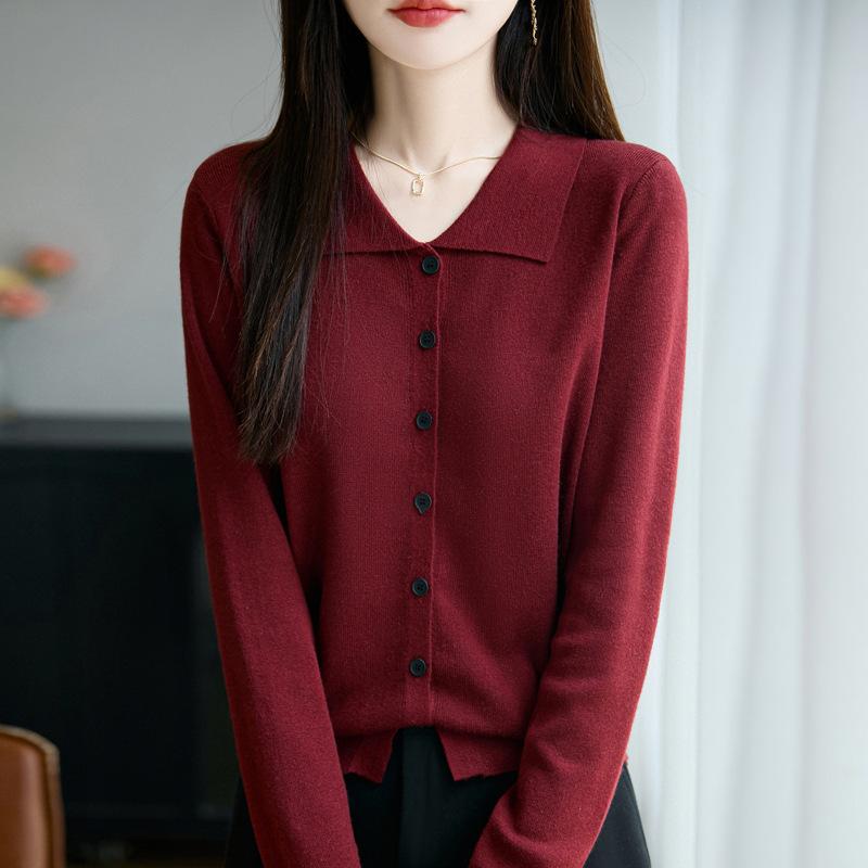 

Новый осенне-зимний вязаный кардиган с лацканами и длинными рукавами для женщин, с клетчатым и колор-блочным дизайном на манжетах XXL красный