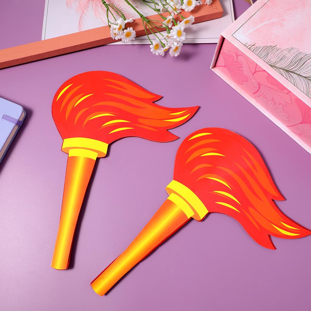 2pcs Simulation Prop Realistic Flameless Paperboard Torch Lightweight Sports Meet Party Performance Decorative Prop For Kids
