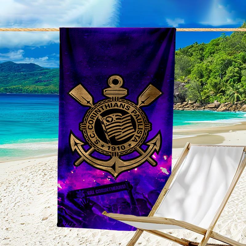 Sport Club Football Crest Printed Beach Towel, Super Soft Microfiber, Perfect Gift Birthday, for Pool, Beach, Travel, for family and friends