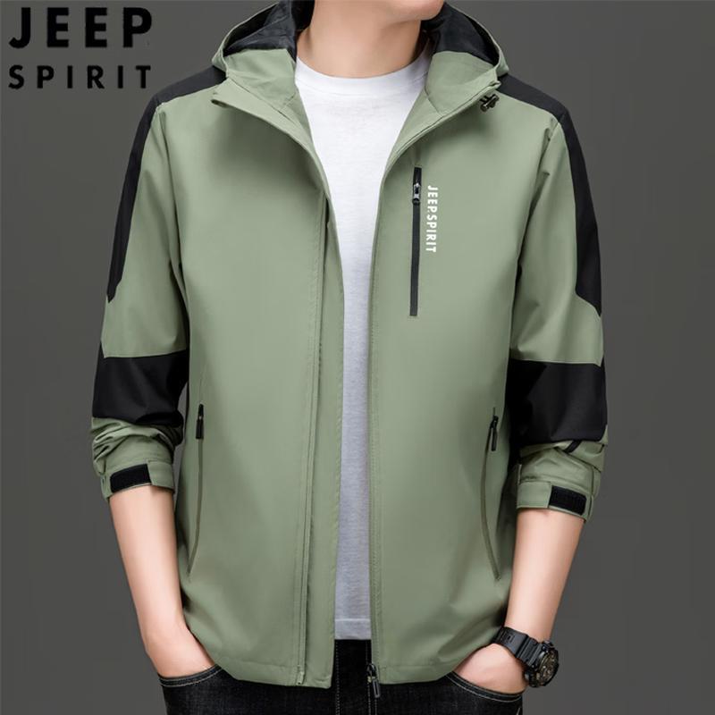 JEEP SPIRIT Men s Windproof Hooded Casual Jacket XL