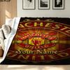 1PC Manchester United F Custom Name Patterned Flannel Blanket Suitable For All Seasons for Home Decor Warmth and Comfort Gifts Holiday Present