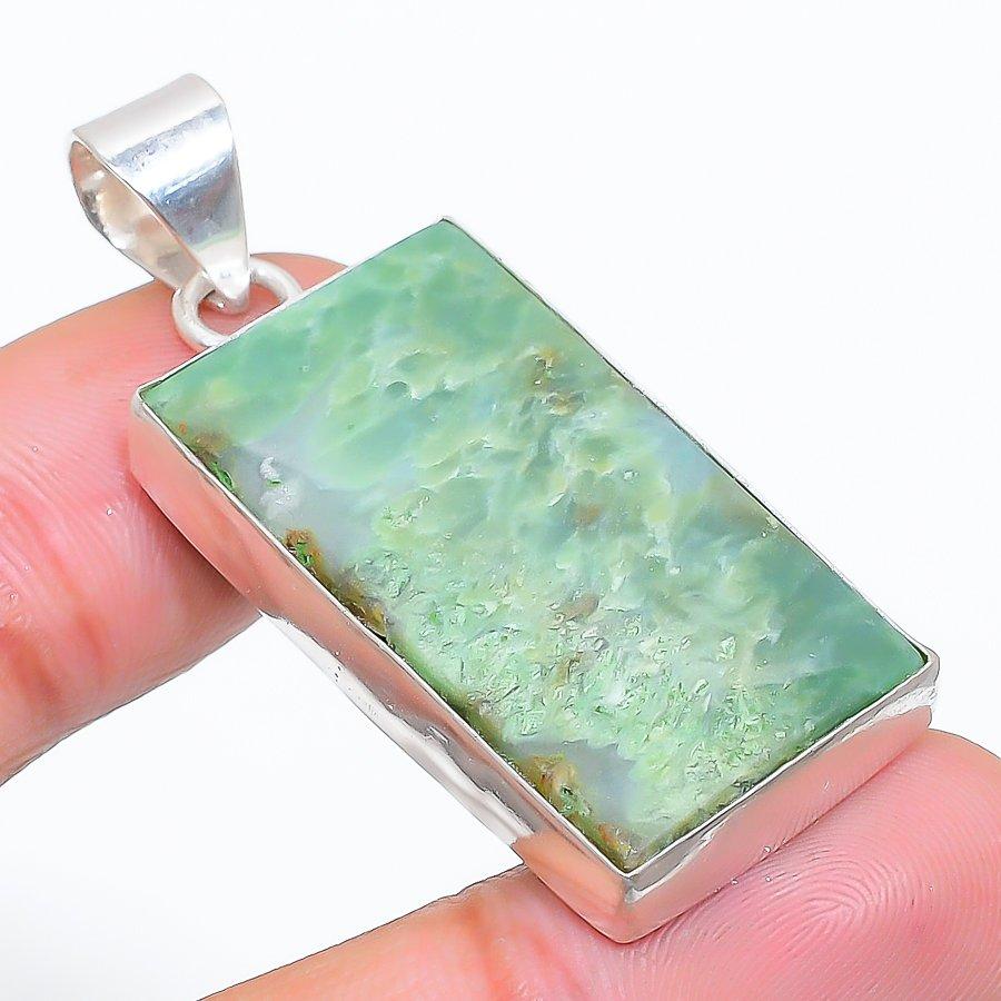 Septerian Stone Gemstone Handmade 925 Sterling Silver Jewelry Pendant 1.89" SU-10874