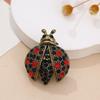 Glossy Alloy Ladybugs Pin Adorned With Glittering Crystals Handmade Enamel Animal Brooch For Women’s Fashion Apparel