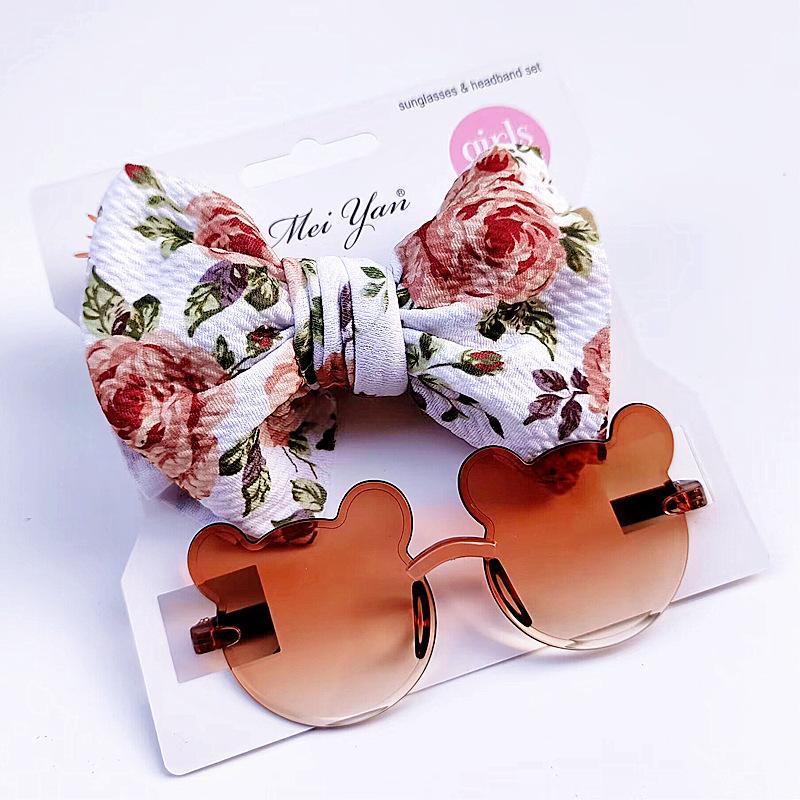 2 ks/sada 4,5" Vlásenky s velkou mašlí pro děti Sada brýlí Cartoon Bowknot Módní doplňky do vlasů Brýle malého medvěda Dárek