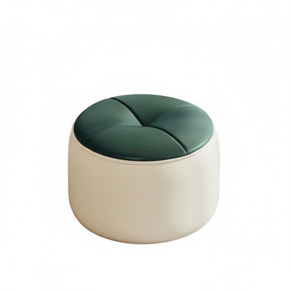 Round Padded Stool Space-Saving Round Padded Footstool Entryway Shoe Stool Sturdy & Long-Lasting Low Leather Footstool Easy To