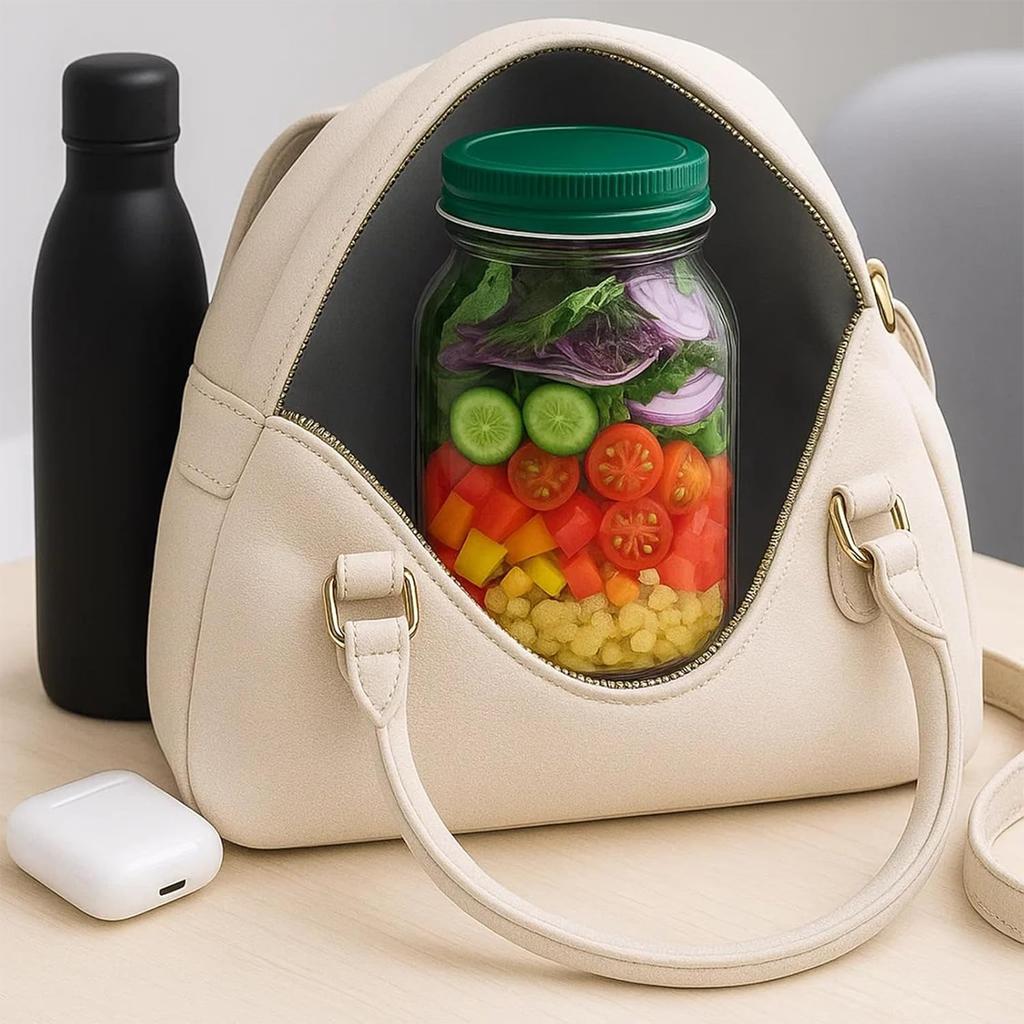 The Original Salad Pod, Salad Pod Jar Side Open, Portable Salad Container, Snack Box with Lid, Suitable for Home, Outdoor, Travel and Party (1 Pcs)