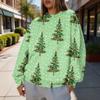 Women's Trendy Christmas Print Crewneck Sweatshirt Lightweight Casual Pullover Top