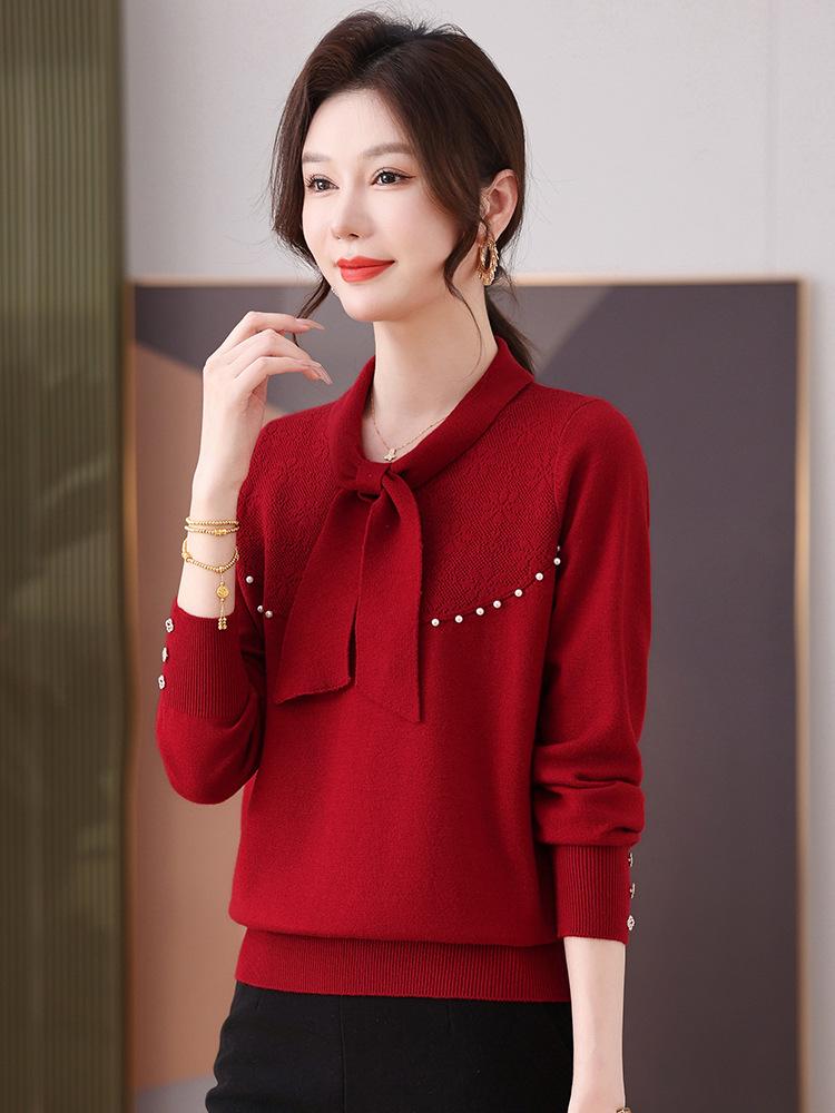 Women's High-End Wool Sweater: Slim Fit, Scarf Collar, Versatile Fashion Design