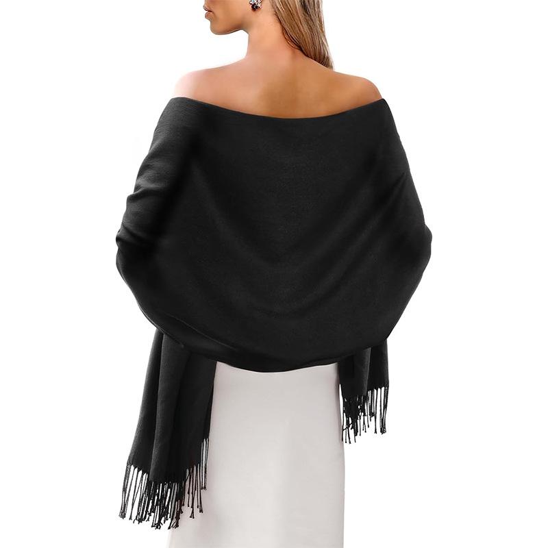 European-American Thickened Warm Winter Scarf: Long, Wide, Imitation Cashmere Shawl In Solid Colors