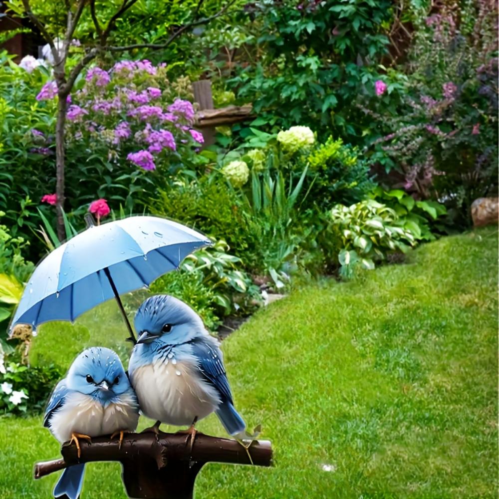 Cute blue bird, 2D flat acrylic, decoration, outdoor, suitable for garden, lawn, gifts, Christmas, Halloween