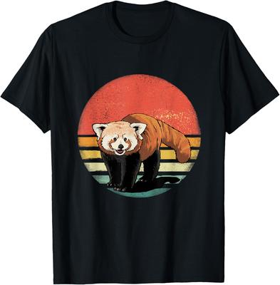 Retro Red Panda Sunset Vintage Animal Lover Graphic Tee Shirt Casual Unisex