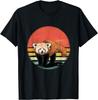 Retro Red Panda Sunset Vintage Animal Lover Graphic Tee Shirt Casual Unisex