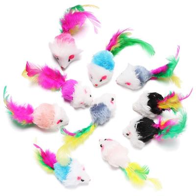 10 Stücke Farbe Sortiert Lustige Maus Katzenminze Feder Schwanz Interaktives Katzenspielzeug Mäuse Rassel Set Kätzchen Spielzeug